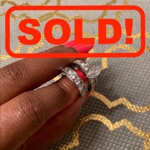 Cubic Zirconia & Silver Wedding Ring Set